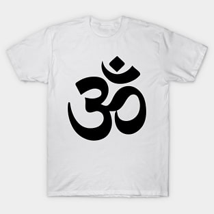 Ohm Om Symbol (black with white outline) T-Shirt